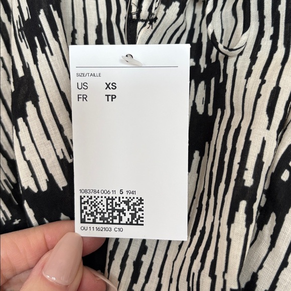 H&M Patterned Printed Tie Belt Voluminous Cotton Dress Swim Coverup XS - Picture 7 of 10